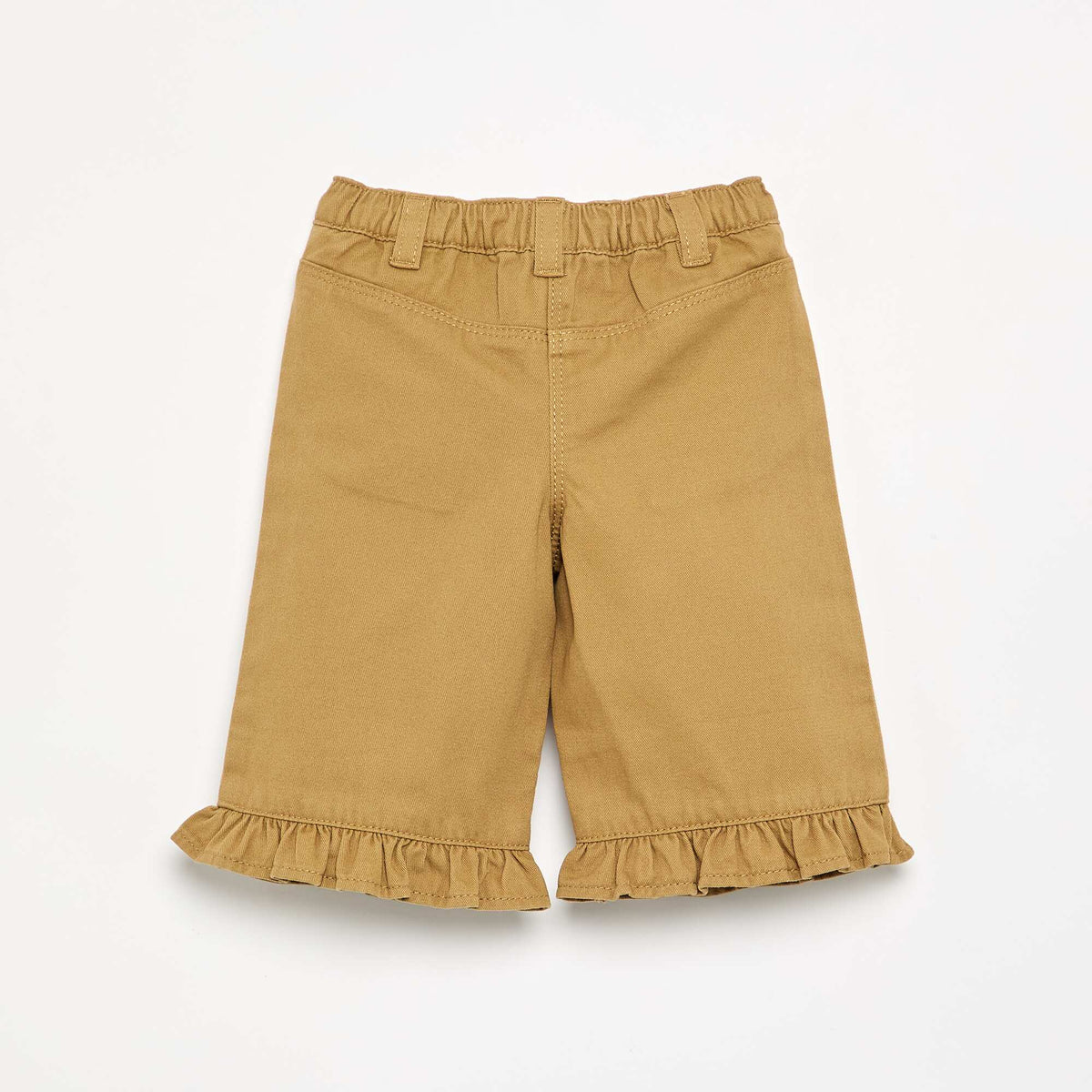 Solid Ruffled Hem Trousers GREEN