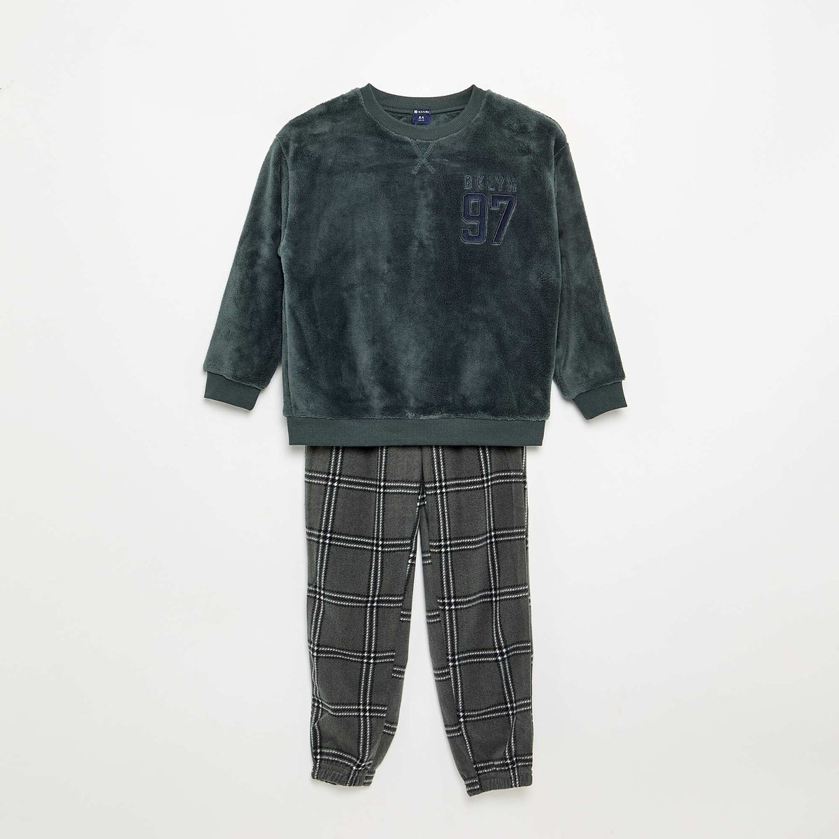 Long fleece pajama set - 2 pieces GREEN