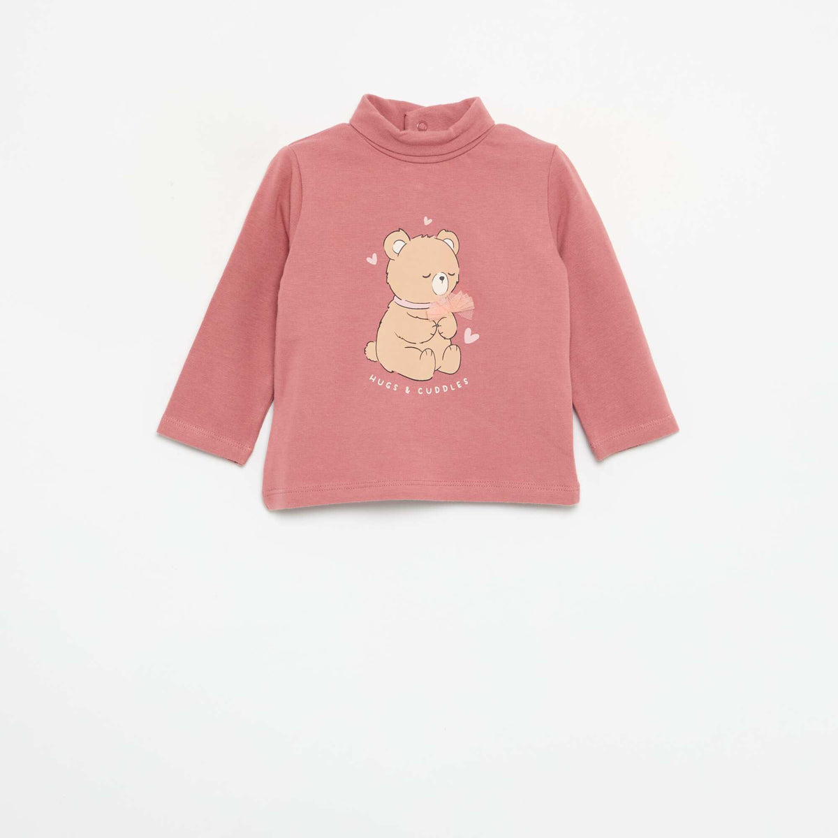 Turtleneck top with playful bow PINK
