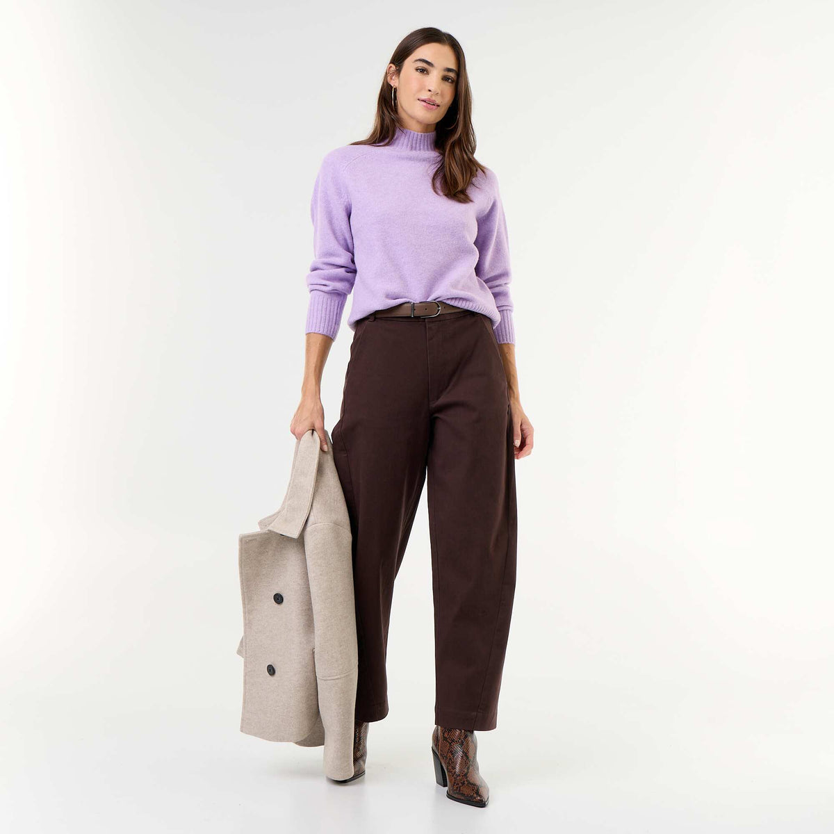 Ribbed High-Neck Jumper PURPLE