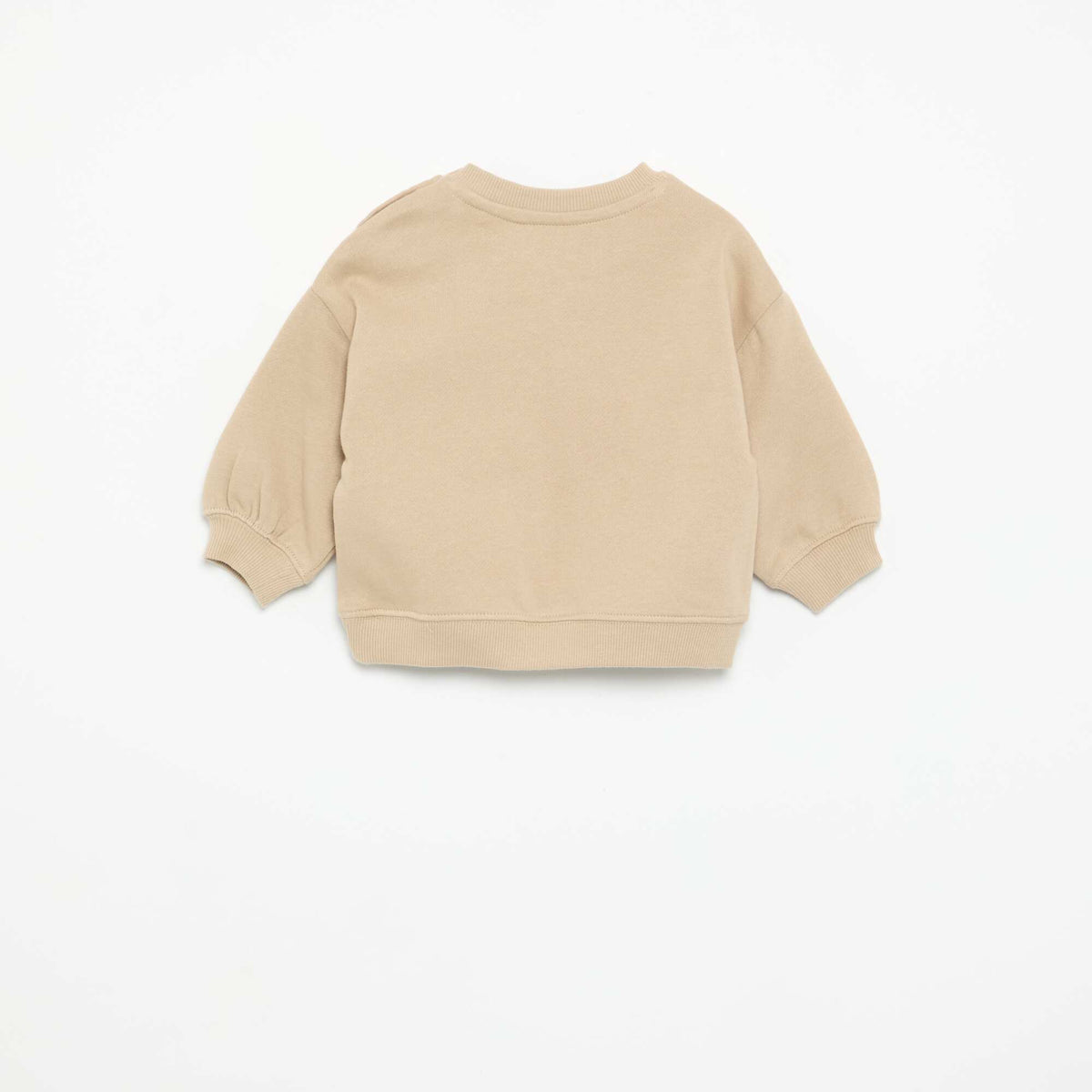 Plain sweatshirt with chest print BEIGE