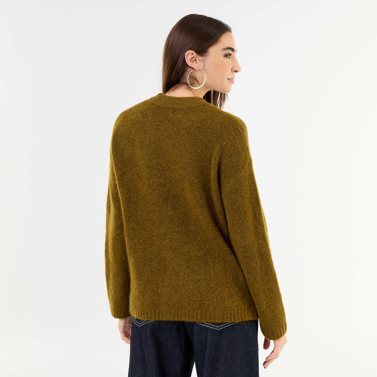 Cozy Mohair Crew Neck Sweater KHAKI