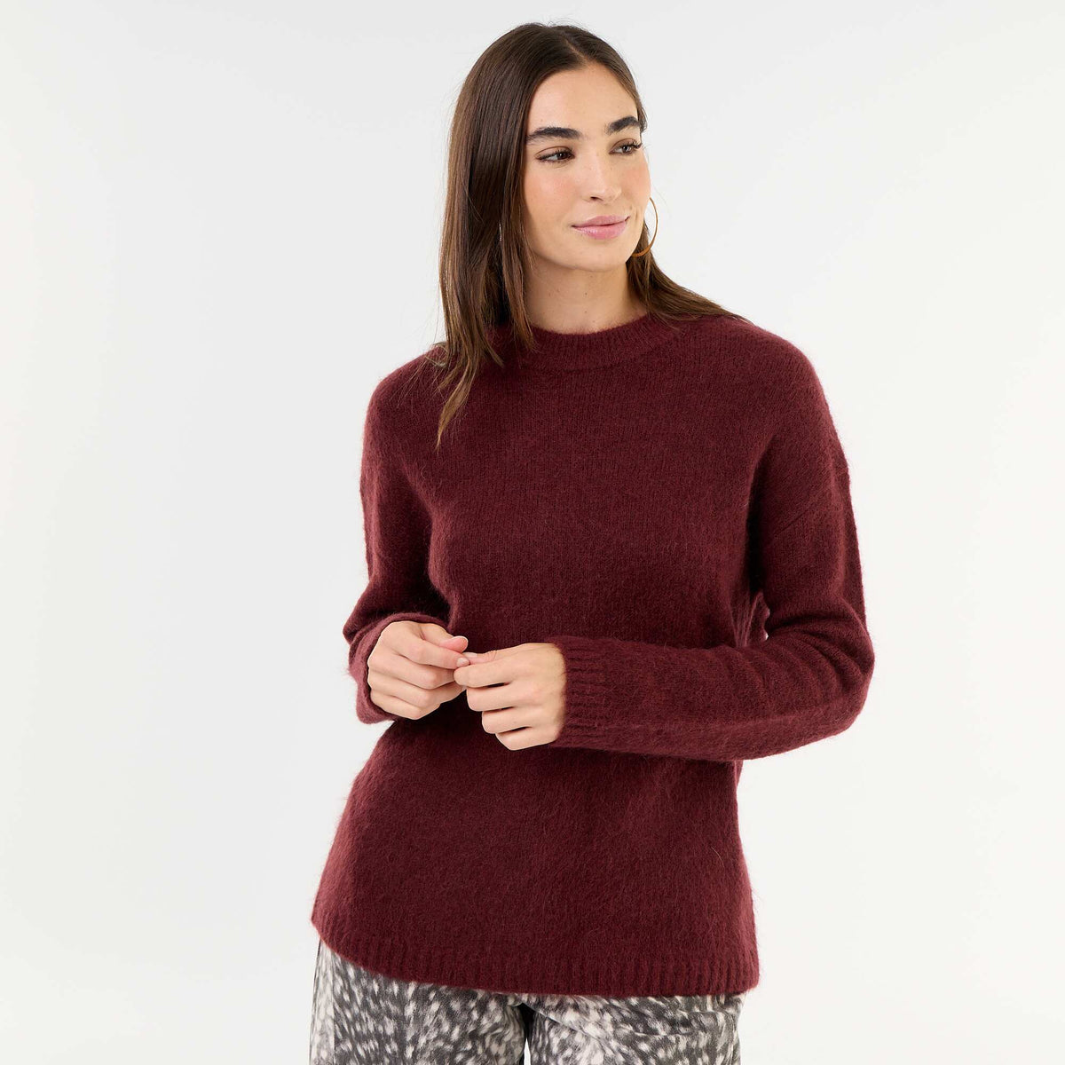 Cozy Mohair Crew Neck Sweater PURPLE