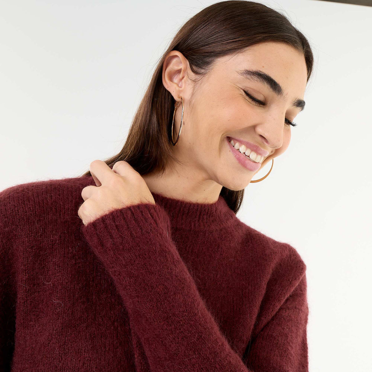 Cozy Mohair Crew Neck Sweater PURPLE