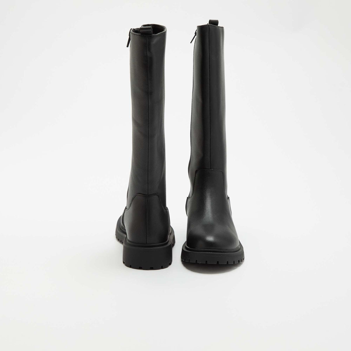 Pair of faux leather high-top boots BLACK