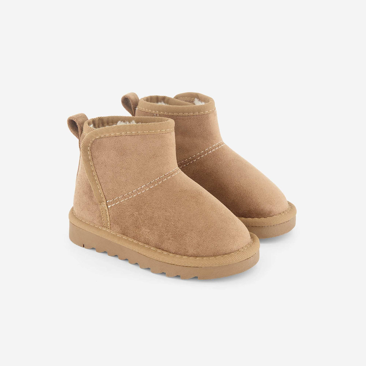 Faux Suede Fur-Lined Boots BROWN
