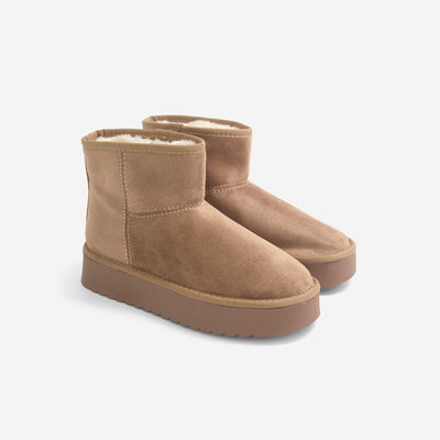 Lined wedge boots BROWN