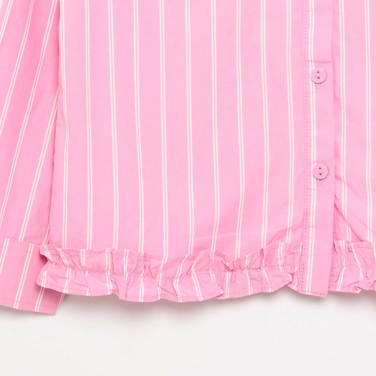 Poplin Shirt with Ruffled Hem PINK