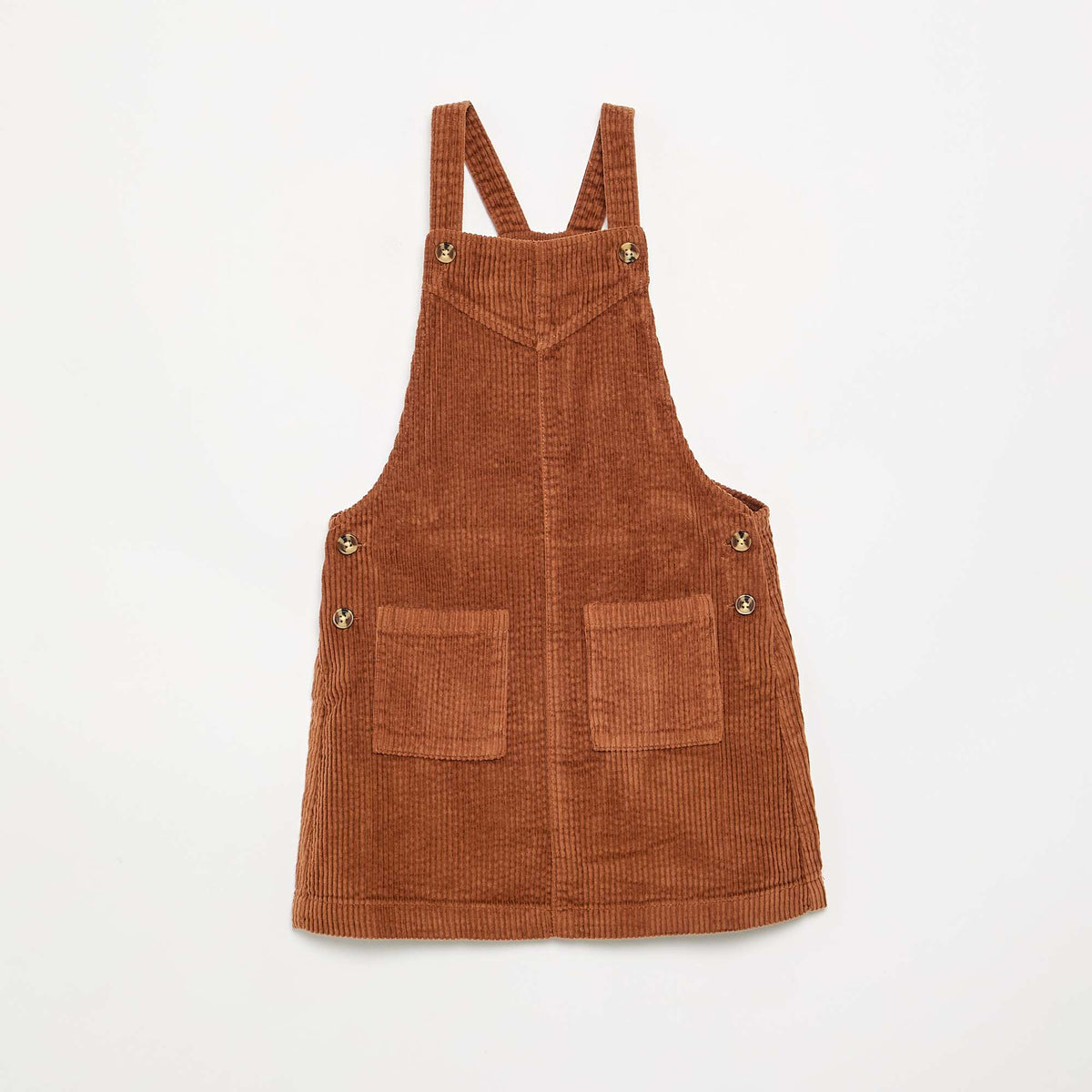Corduroy Pinafore Dress BROWN