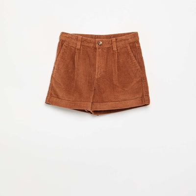 Plain Corduroy Shorts BROWN