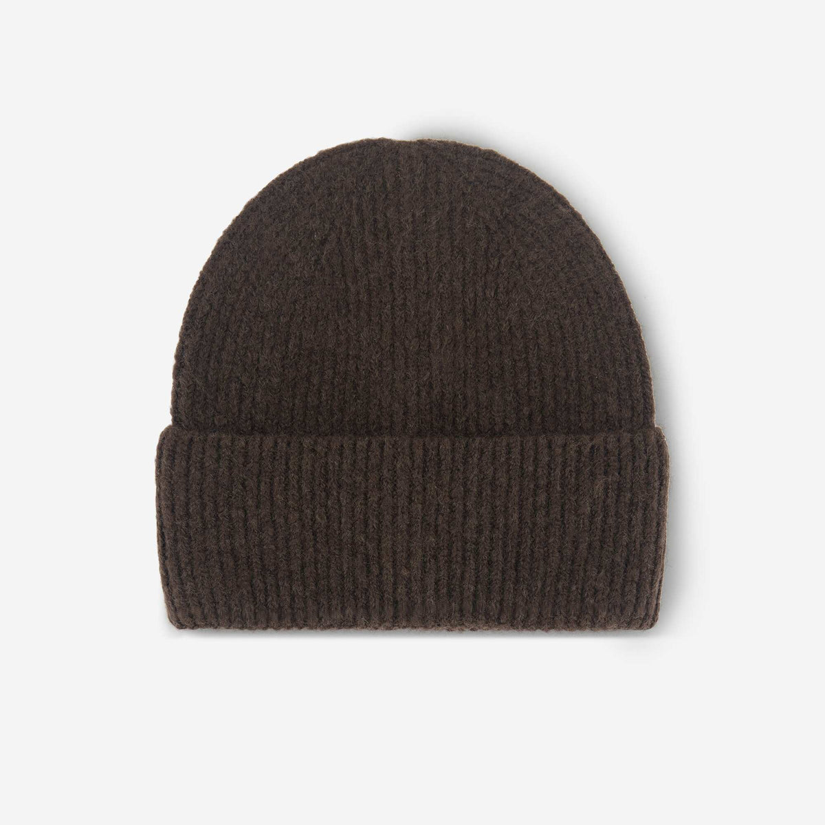Solid Ribbed Knit Beanie BROWN