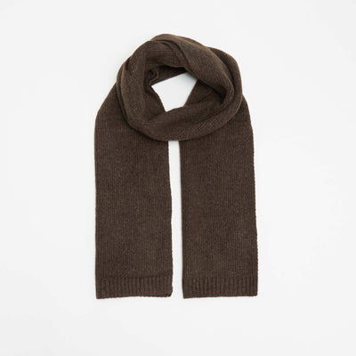 Solid Rib-Knit Scarf BROWN