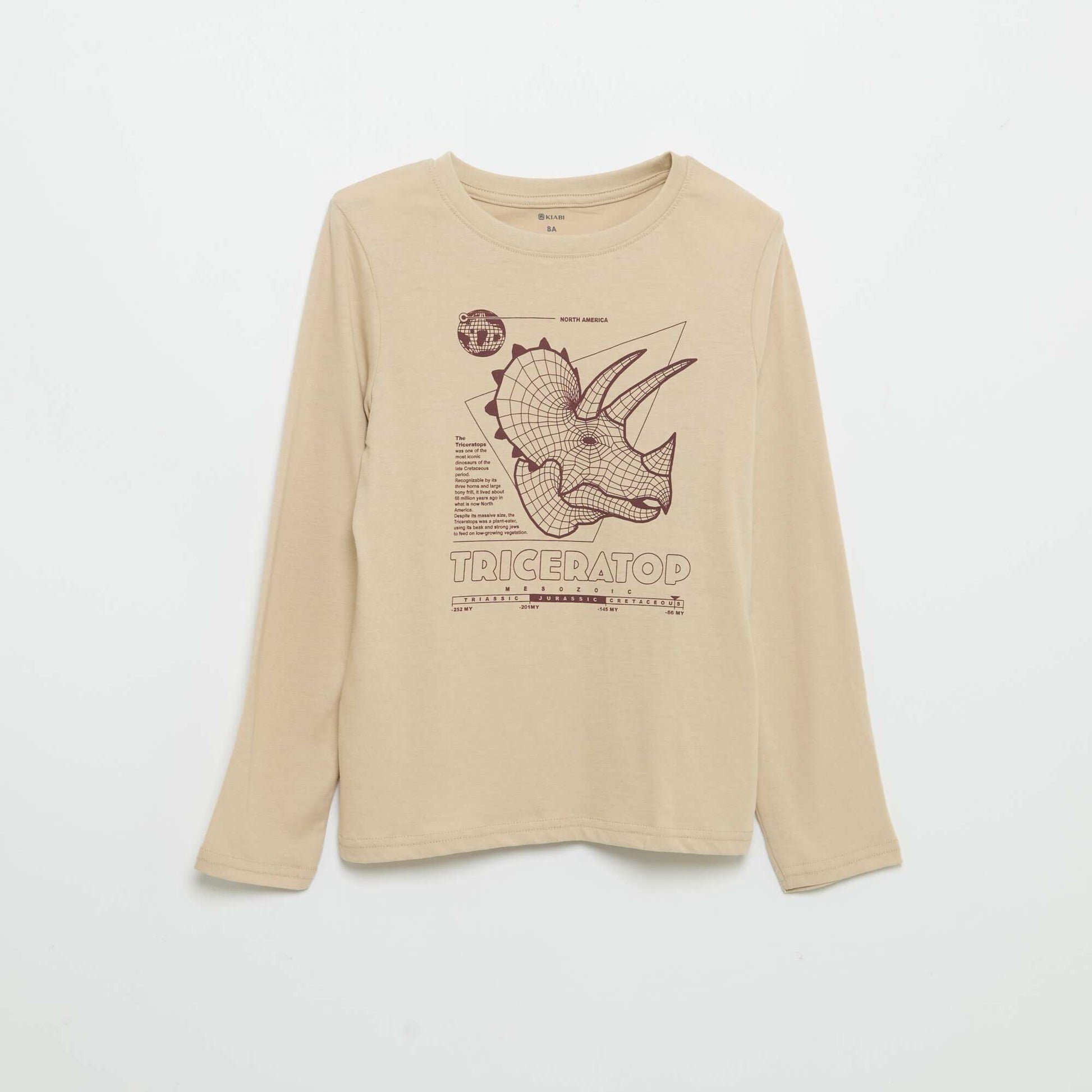 Long-sleeved printed T-shirt BEIGE