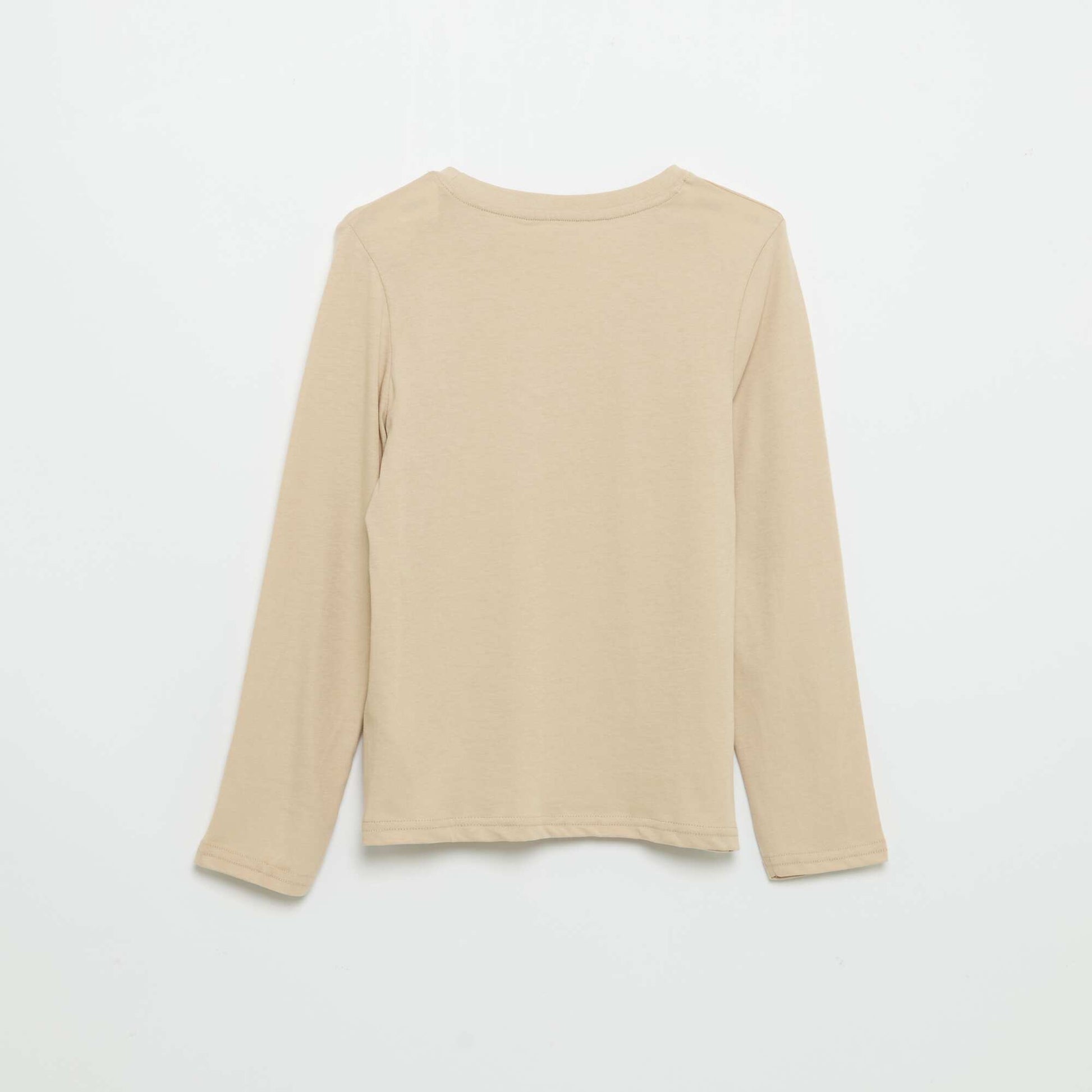 Long-sleeved printed T-shirt BEIGE