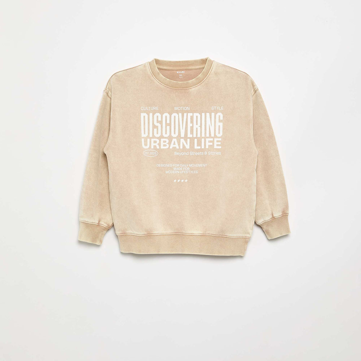 Printed French Terry Sweatshirt BEIGE