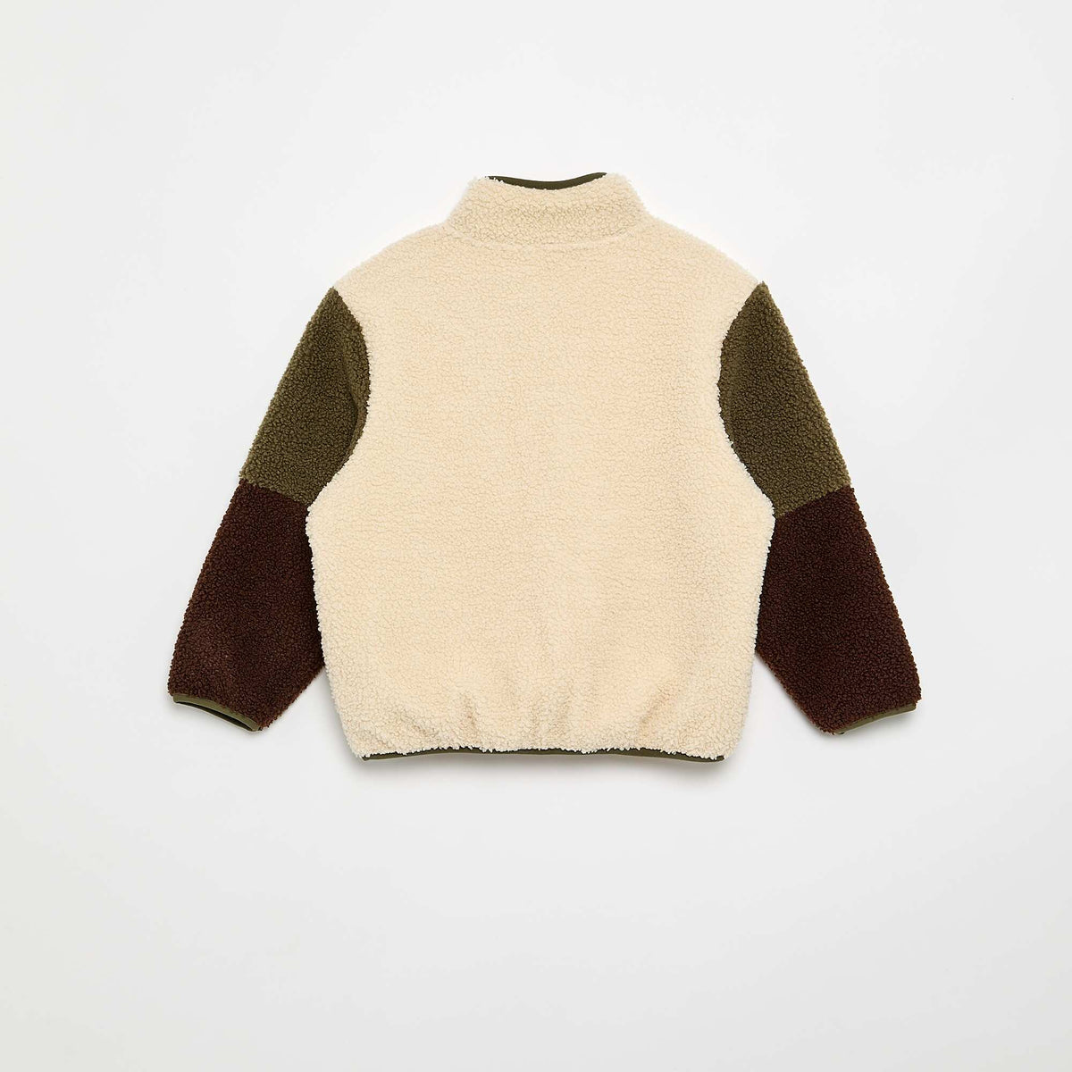 High-neck zipped sherpa sweatshirt BEIGE