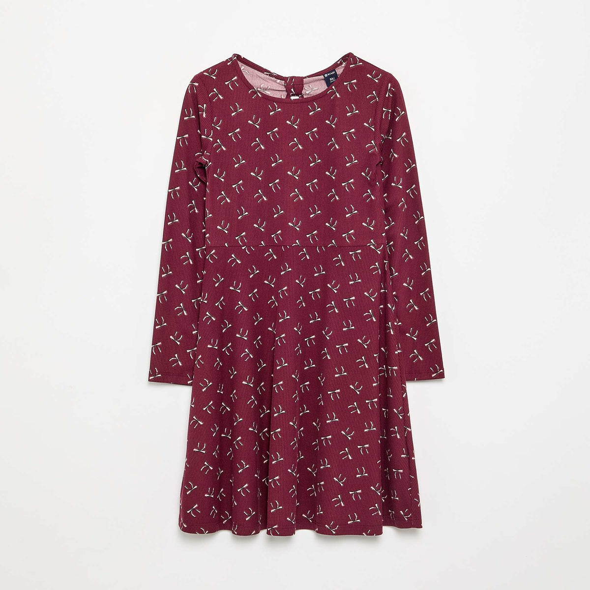 Printed long-sleeved dress RED