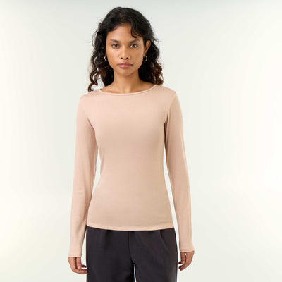 Long-sleeved wool blend T-shirt PINK