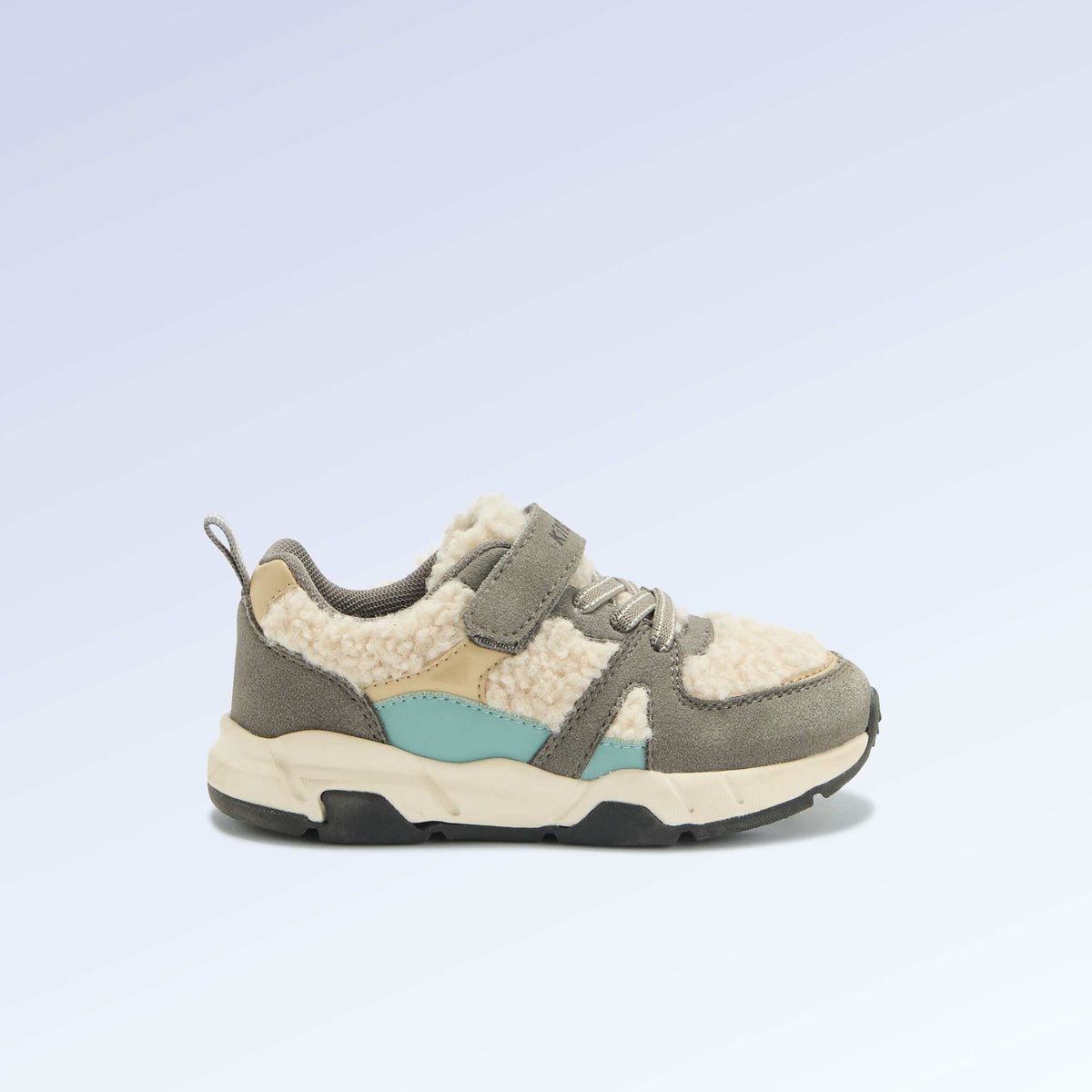Low-top sneakers in suede-effect and sheepskin-effect GREY
