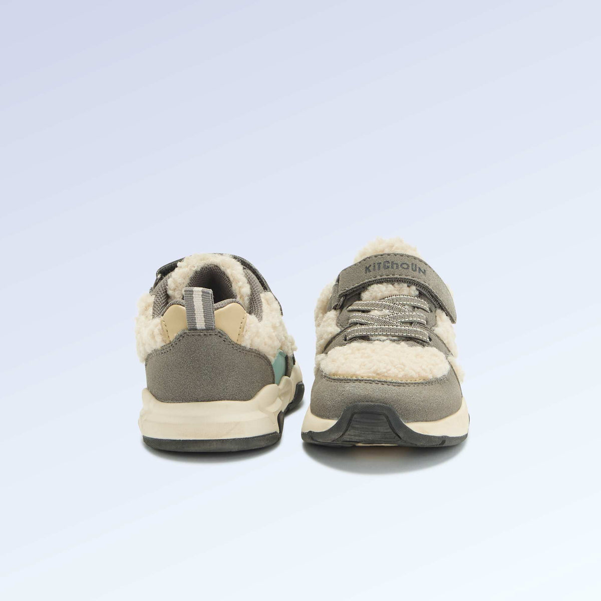 Low-top sneakers in suede-effect and sheepskin-effect GREY