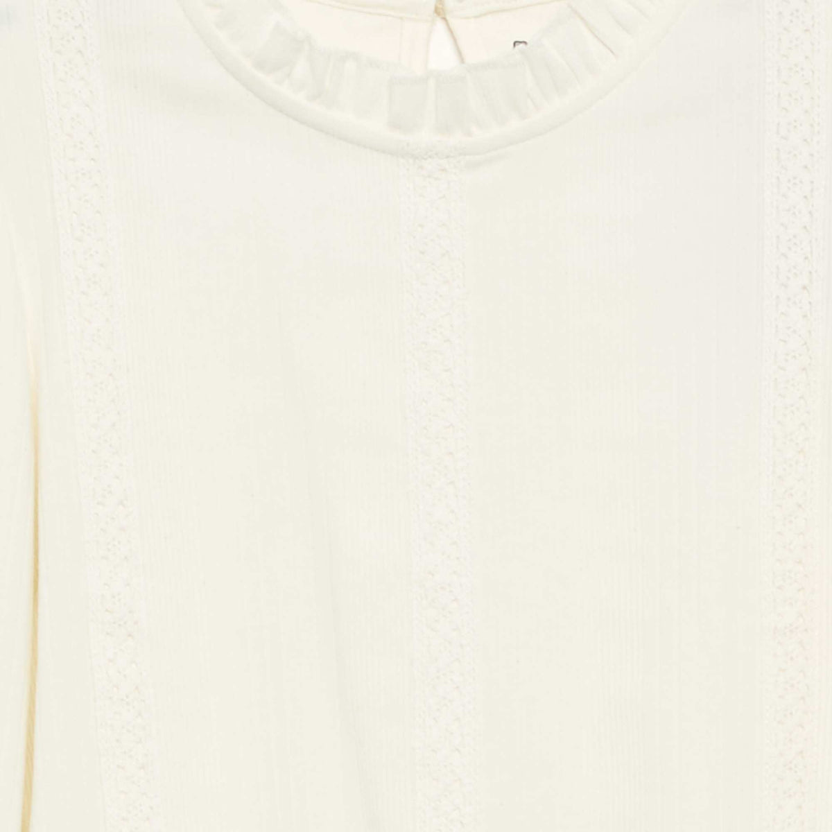 Long-sleeved blouse with ruffled collar BEIGE