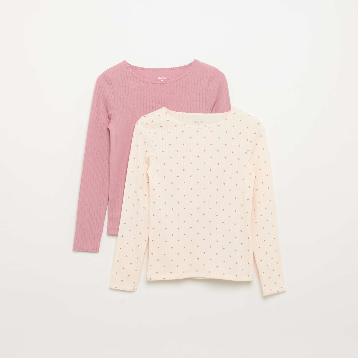 Pack of 2 Fancy Knit Long-Sleeved T-shirts PINK