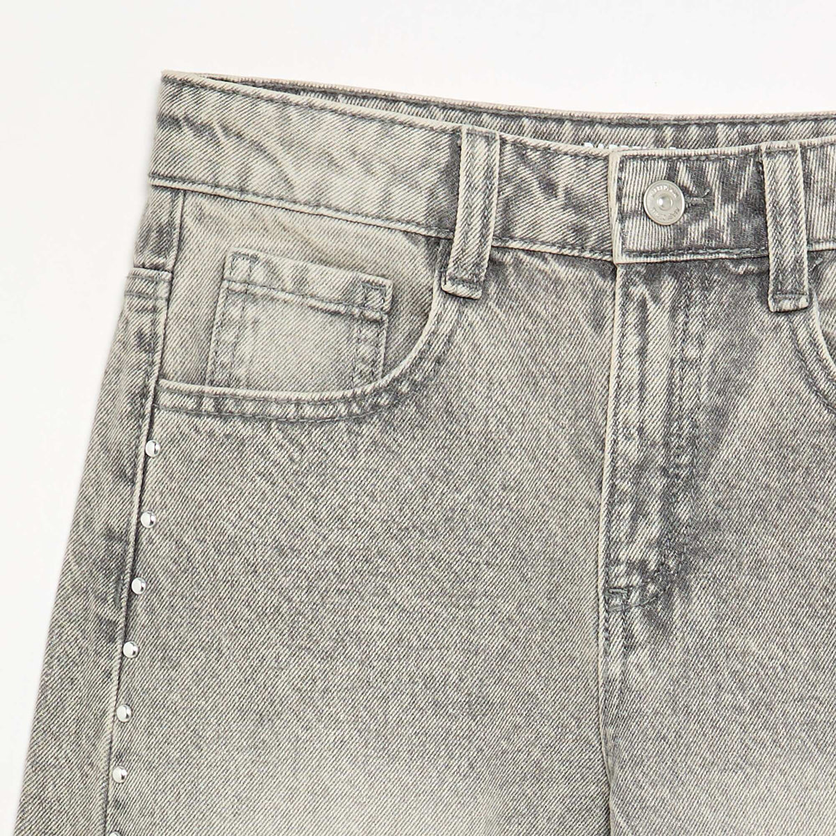 Barrel-cut jeans with fancy studs GREY