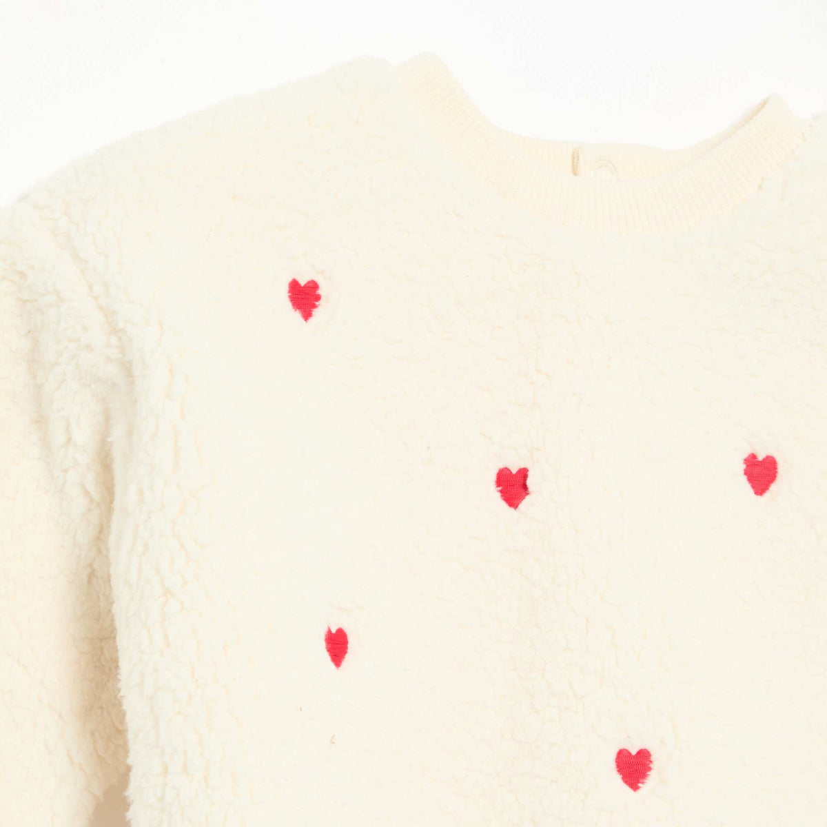 Sherpa-effect sweatshirt with embroidery WHITE