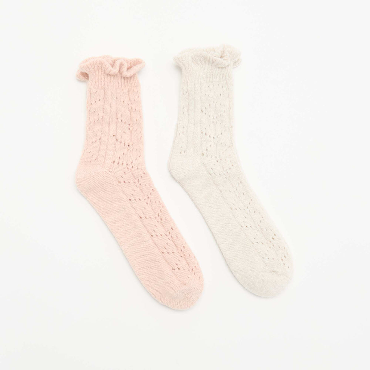 2-Pack of Decorative Ankle Socks BEIGE