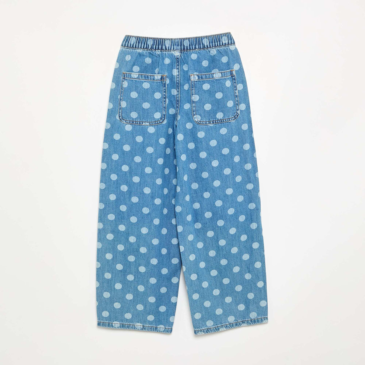 Polka Dot Barrel-Leg Denim Jeans BLUE
