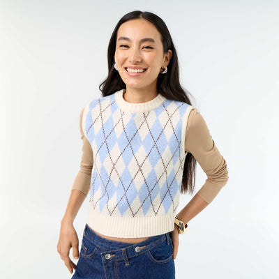 Patterned Sleeveless Sweater BEIGE