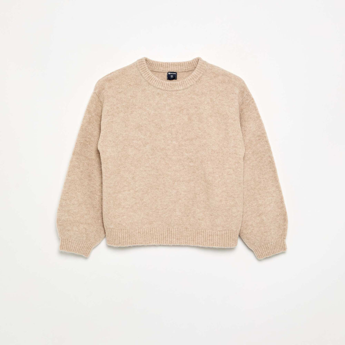 Plain Long-Sleeved Sweater BEIGE