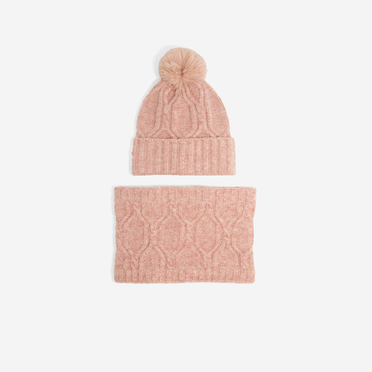 2-piece set - Bobble hat + neck warmer PINK