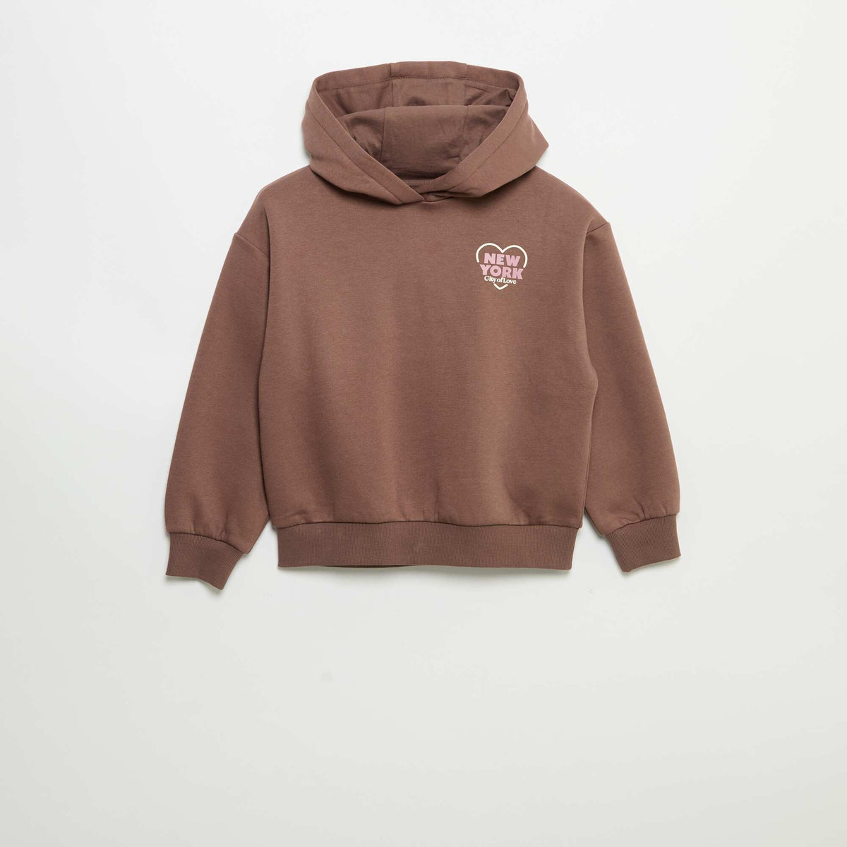 Hoodie with front and back print BROWN