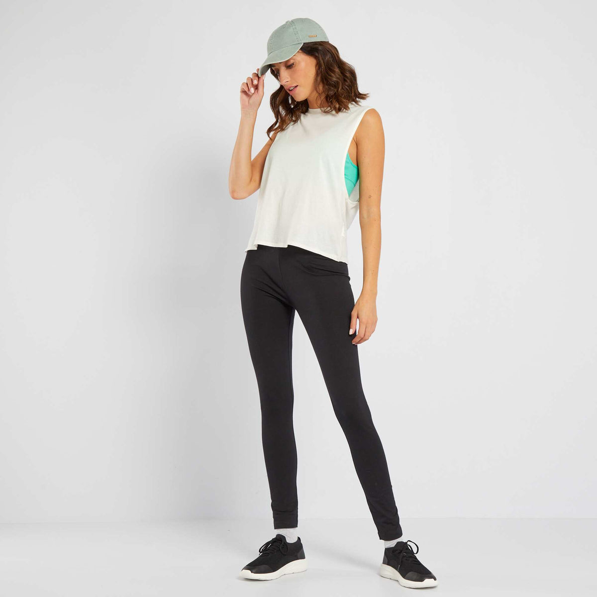 Women's Long Organic Cotton Sports Leggings BLACK