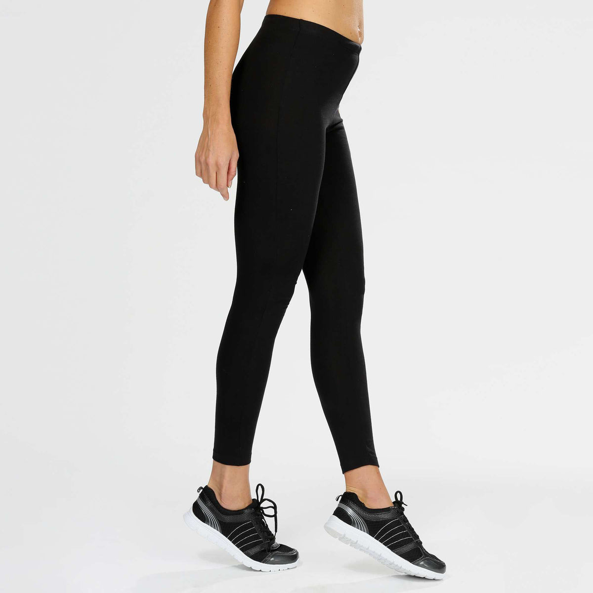 Women's Long Organic Cotton Sports Leggings BLACK