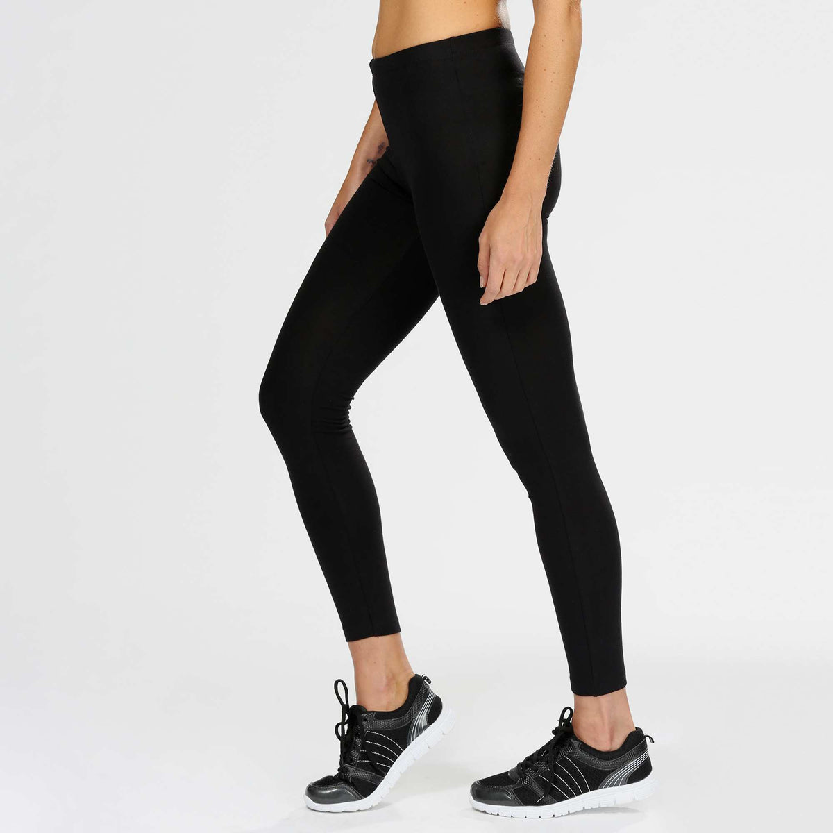 Women's Long Organic Cotton Sports Leggings BLACK