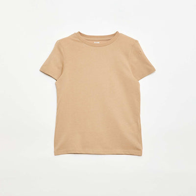 Basic plain jersey T-shirt BEIGE