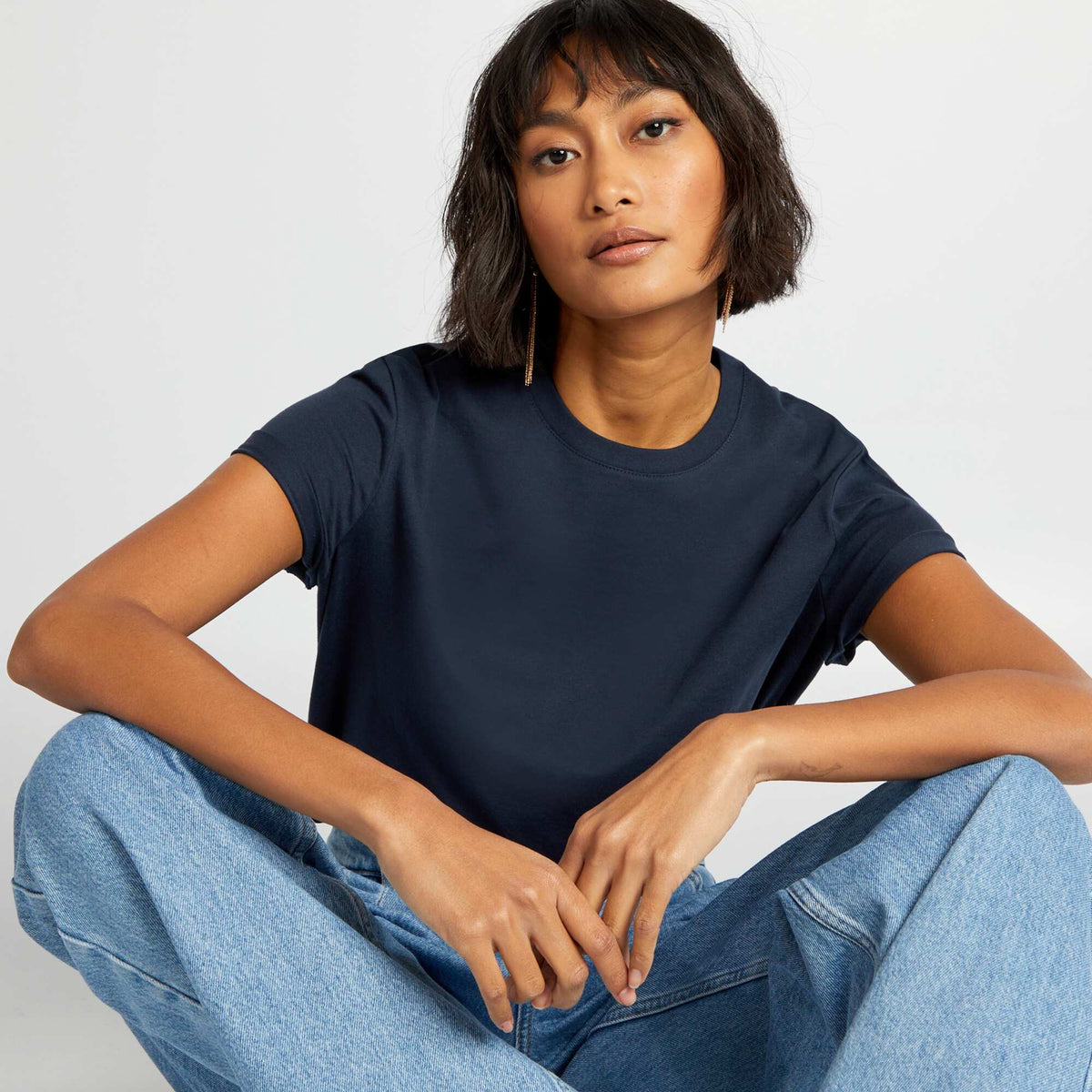 Plain jersey T-shirt BLUE