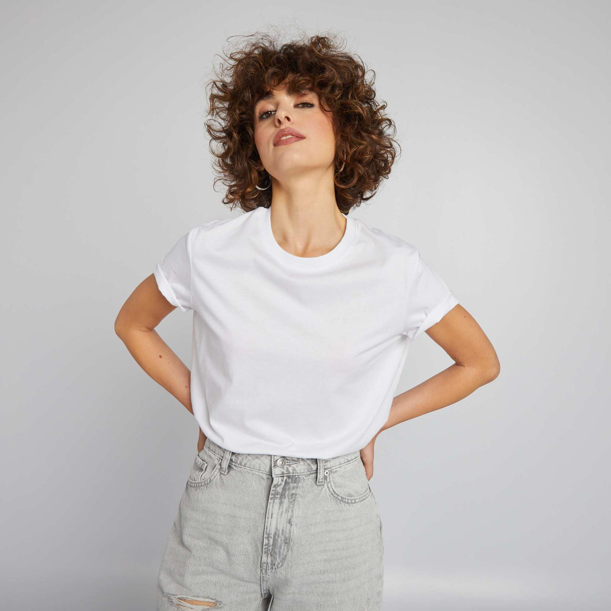 Plain Jersey T-shirt WHITE