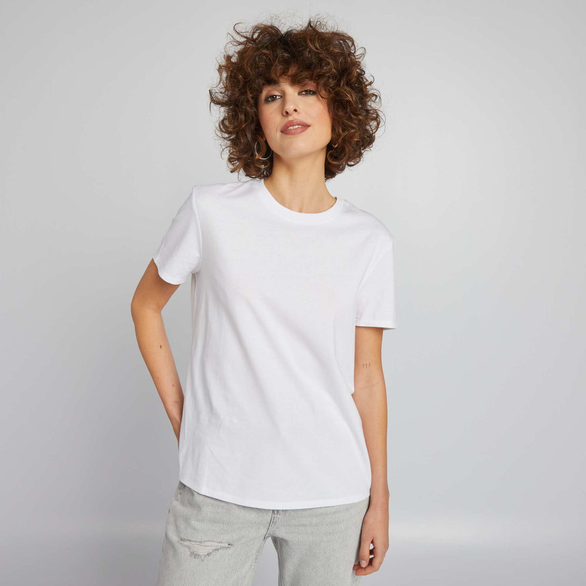Plain Jersey T-shirt WHITE