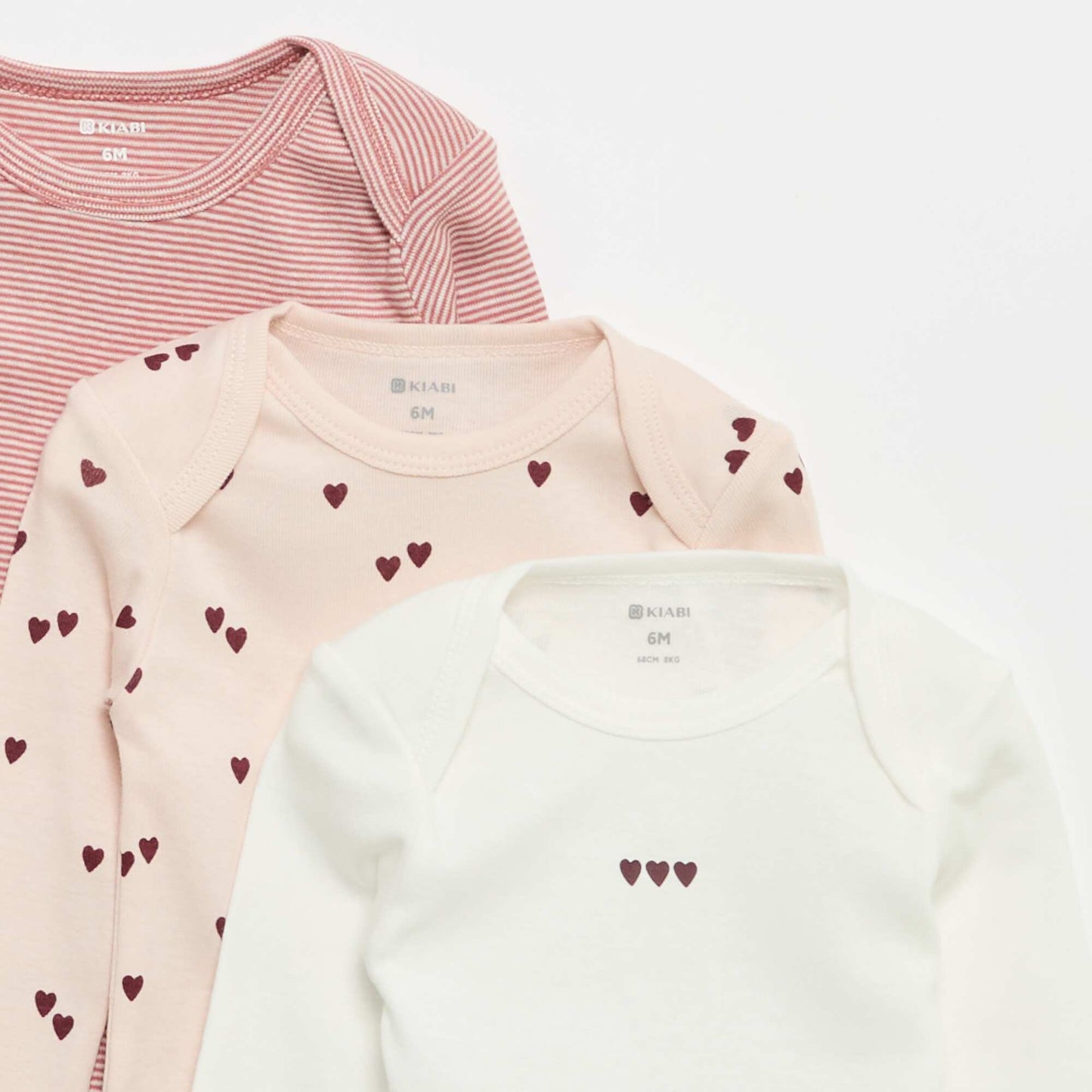Pack of 3 long-sleeved bodies PINK