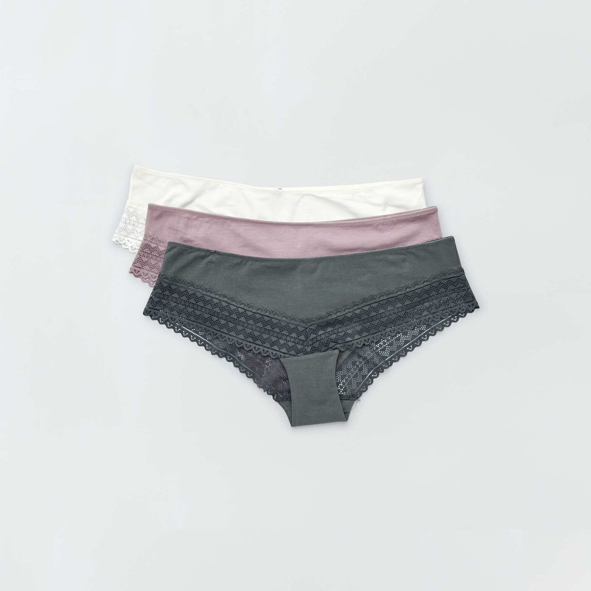 Pack of 3 Lace Shorty Briefs PINK