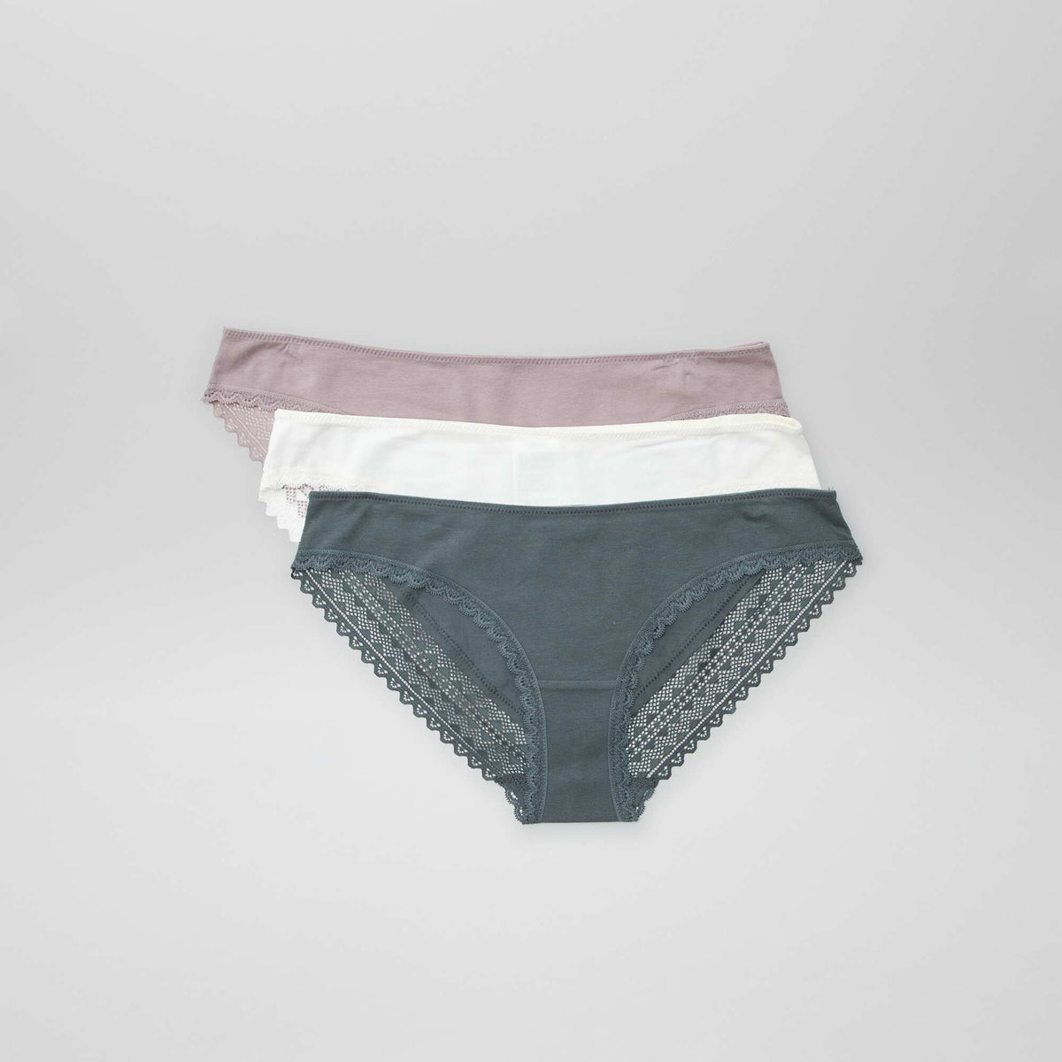 Pack of 3 Cotton Lace Briefs PINK