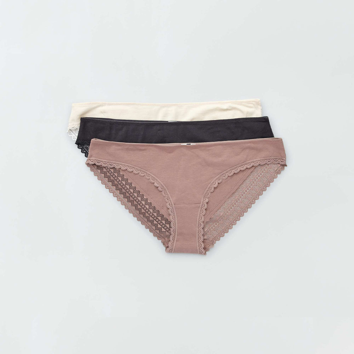 Pack of 3 Cotton Lace Briefs PINK