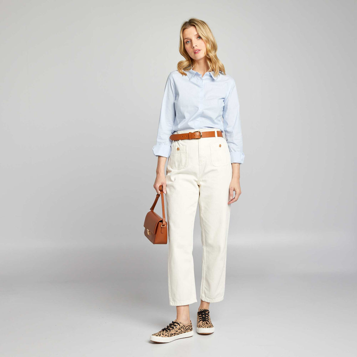 Fitted Italian Collar Shirt BLUE