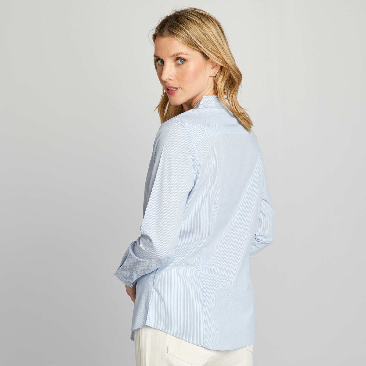 Fitted Italian Collar Shirt BLUE
