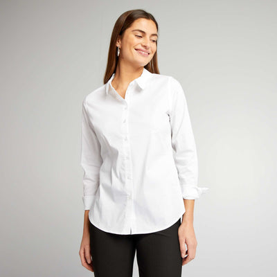 Fitted Italian Collar Shirt WHITE