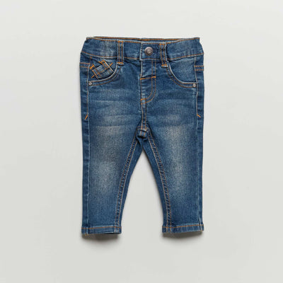Slim-fit stretchy jeans with adjustable waist BLUE
