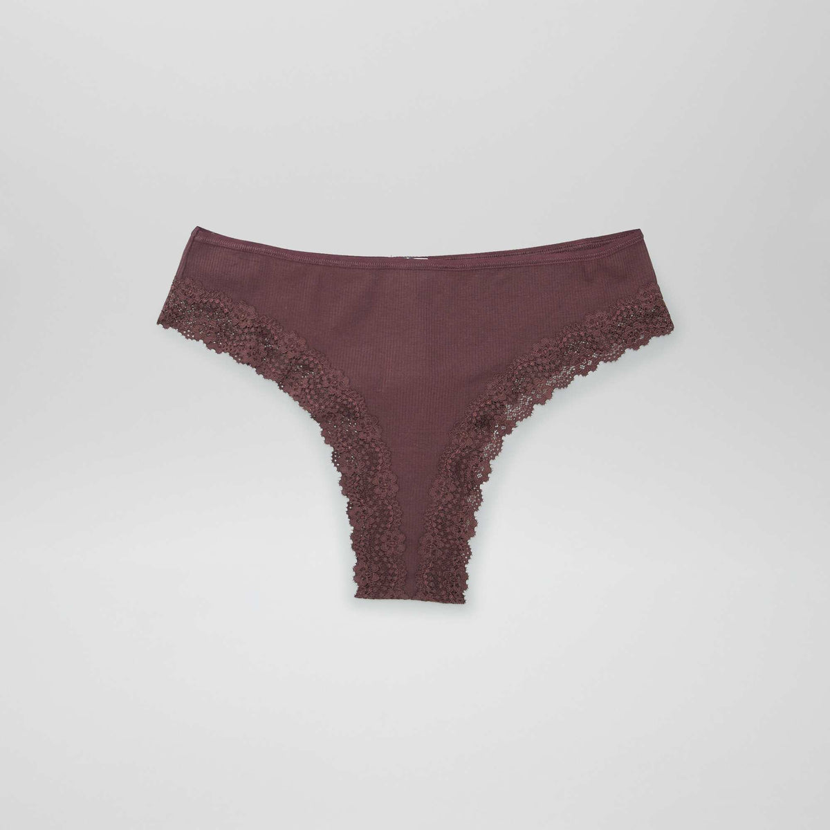 Pack of 3 Ribbed Knit Thongs PURPLE